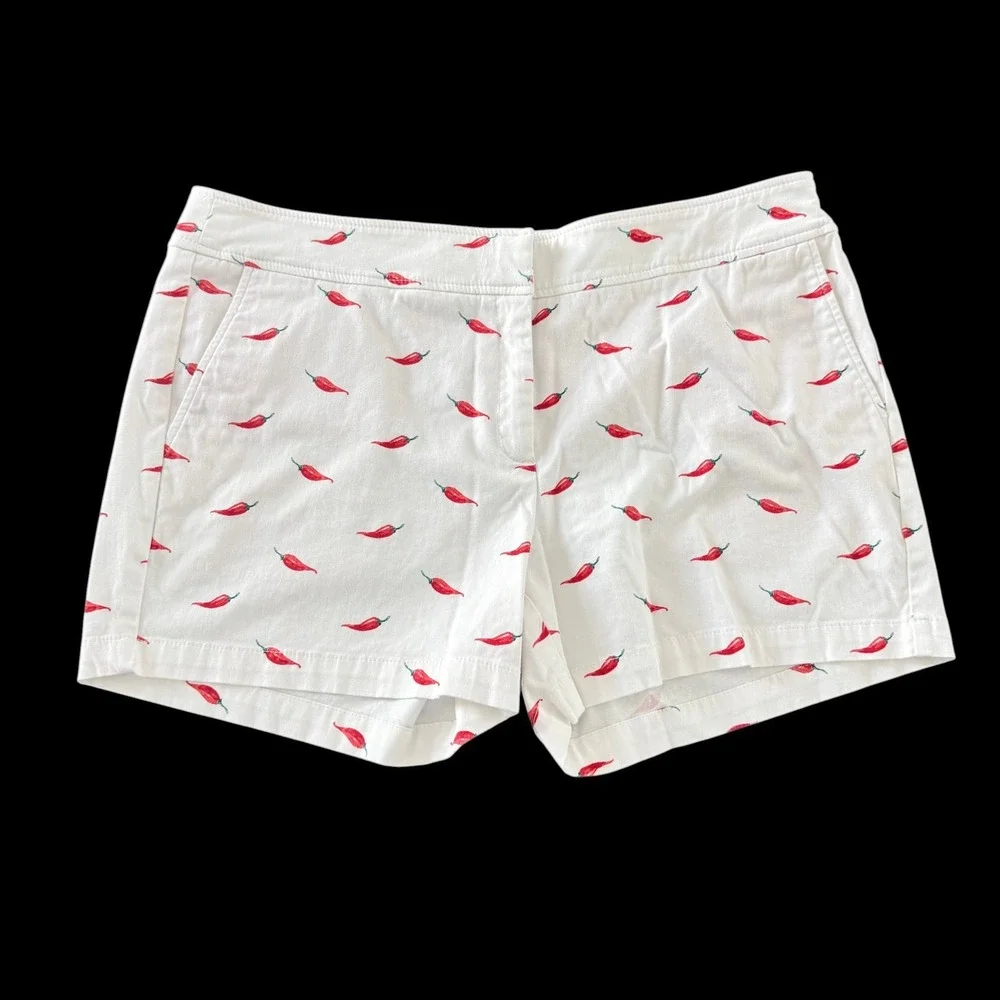 Juniper + Lime Red Chili Pepper Chino Shorts 14 White Classic Preppy Summer